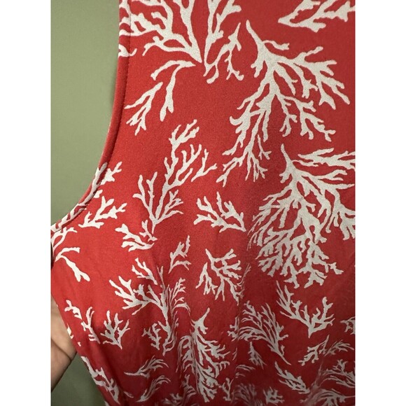 Michael Kor Coral Pink Print Sleeveless Shift Dress Size XL Front Tie Ruffled - Picture 3 of 5